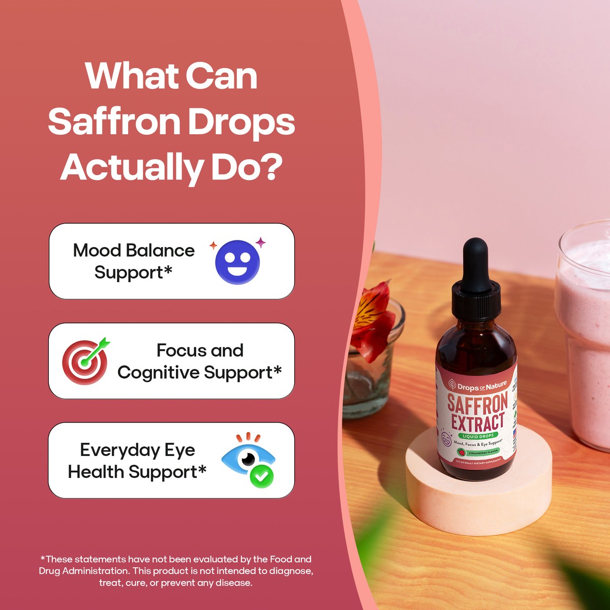 Saffron Extract benefits: mood balance, focus and everyday eye health support.*