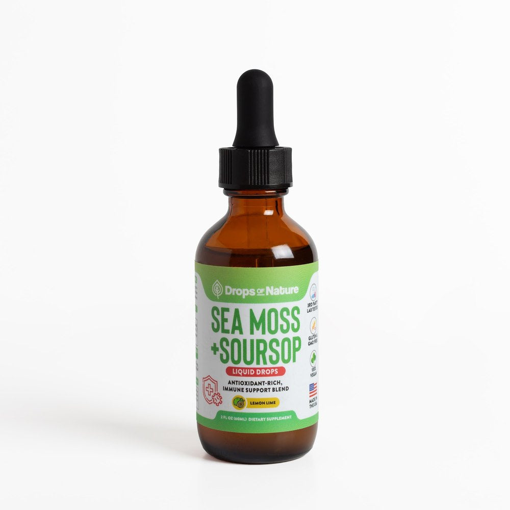 Soursop + Sea Moss liquid drops bottle, 2 fl oz.