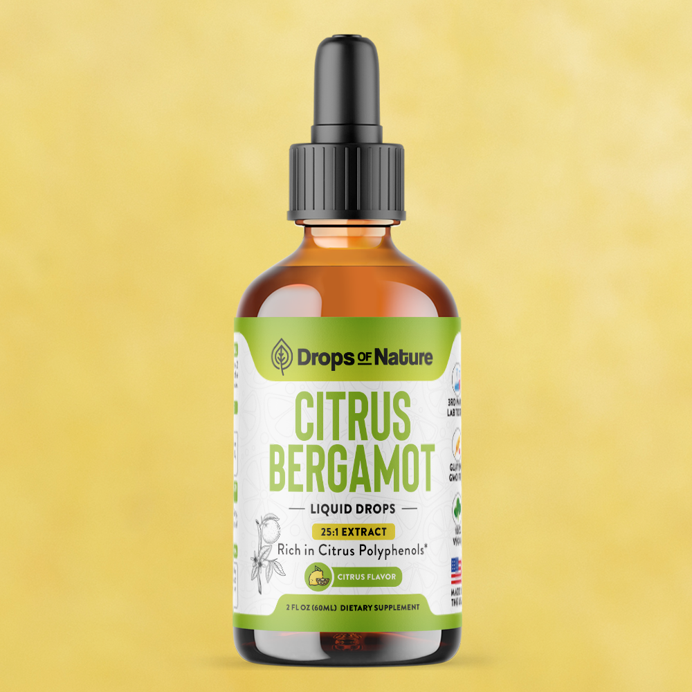 Citrus Bergamot Liquid Drops bottle, front label