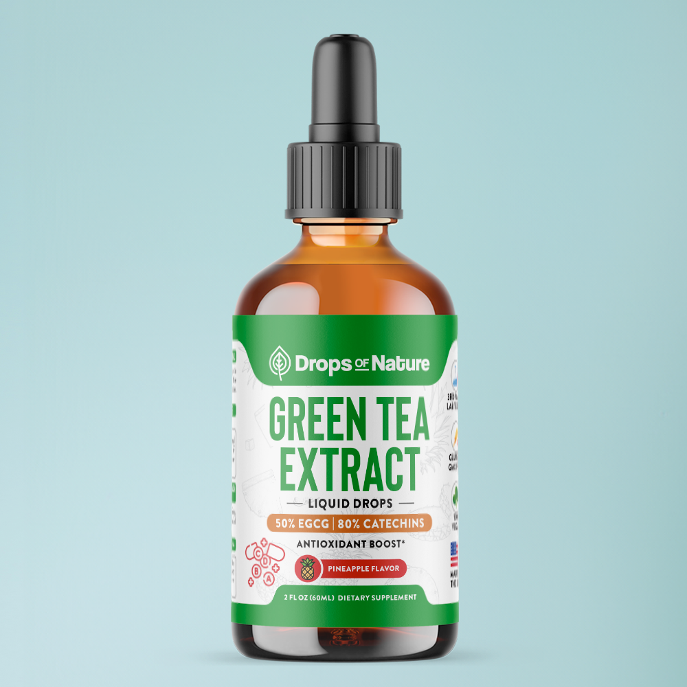 Green Tea Extract Liquid Drops bottle, front label