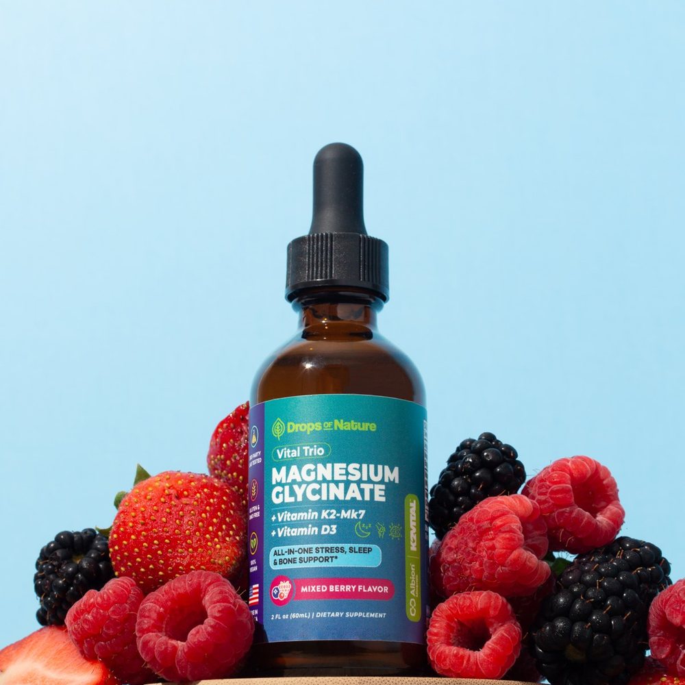 Drops of Nature Magnesium Glycinate + D3 + K2 liquid drops