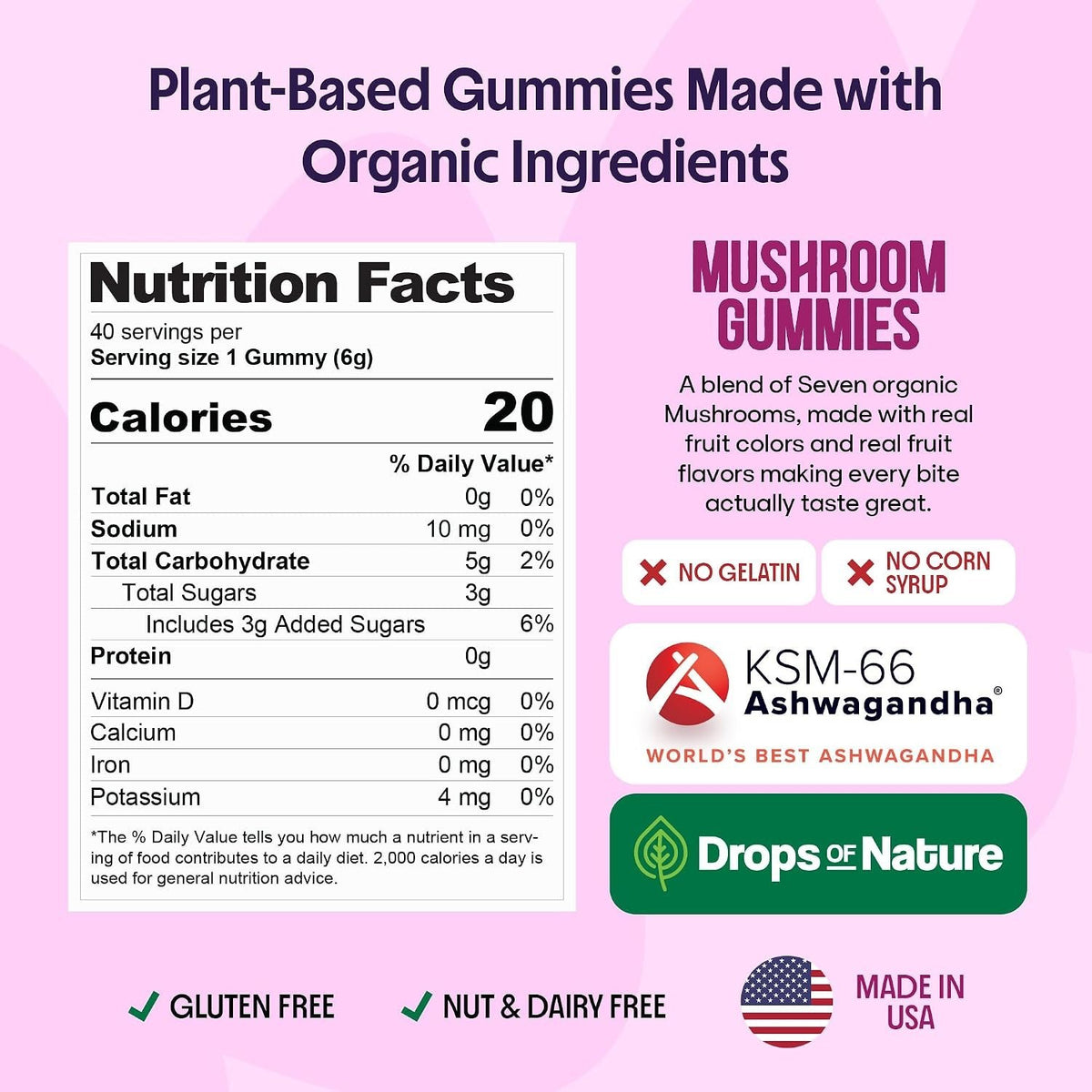 Drops of Nature Mushroom Gummies 2X Size Rounds, image 4