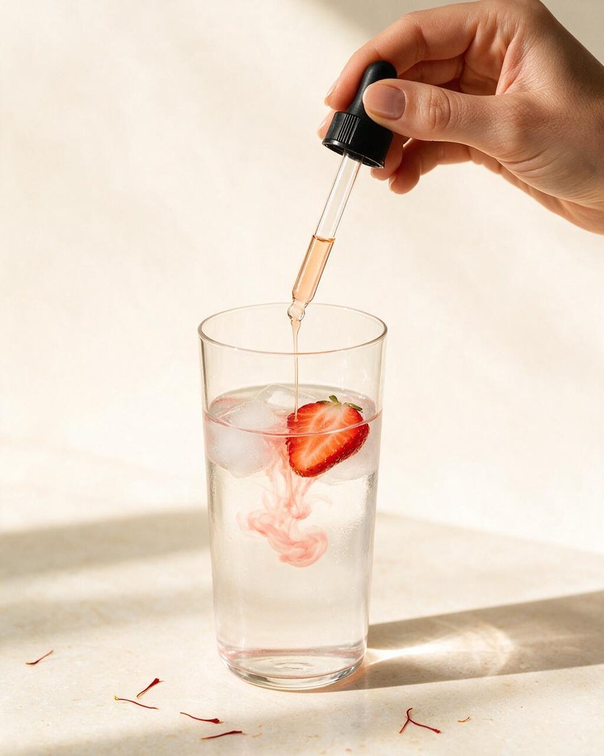 Drops going from a dropper into a glass of water