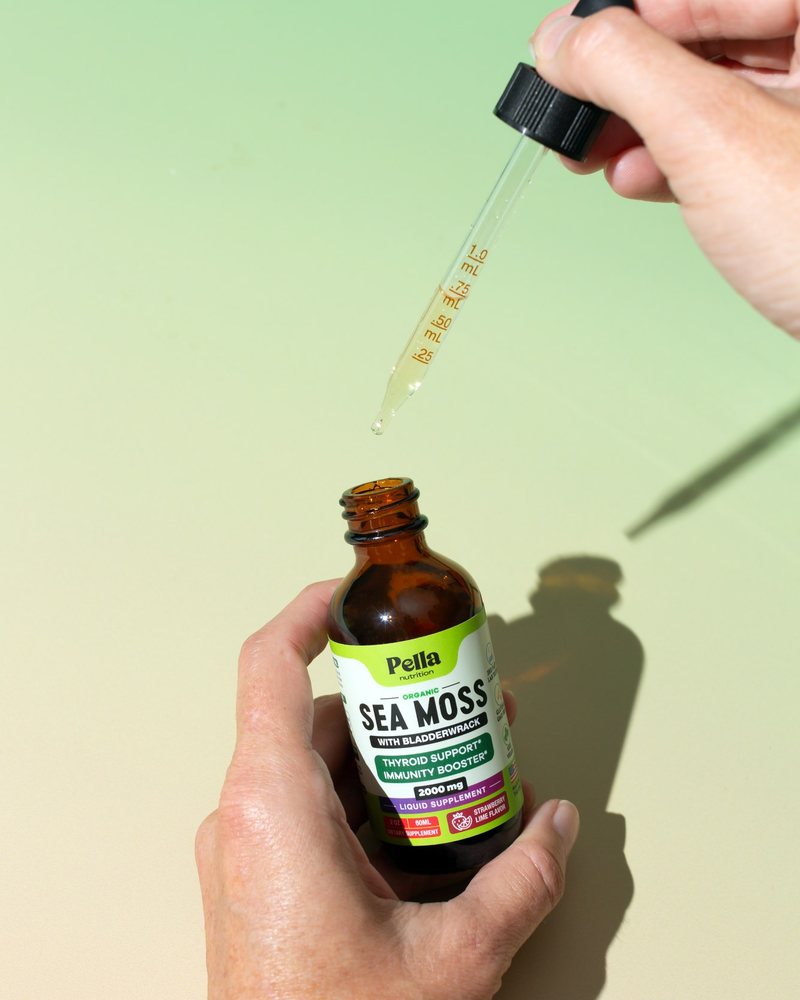 Sea Moss Drops bottle held in hand